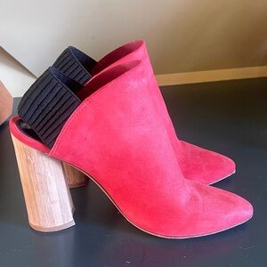 3.1 Phillip Lim Red Suede Mules with Black Accent
